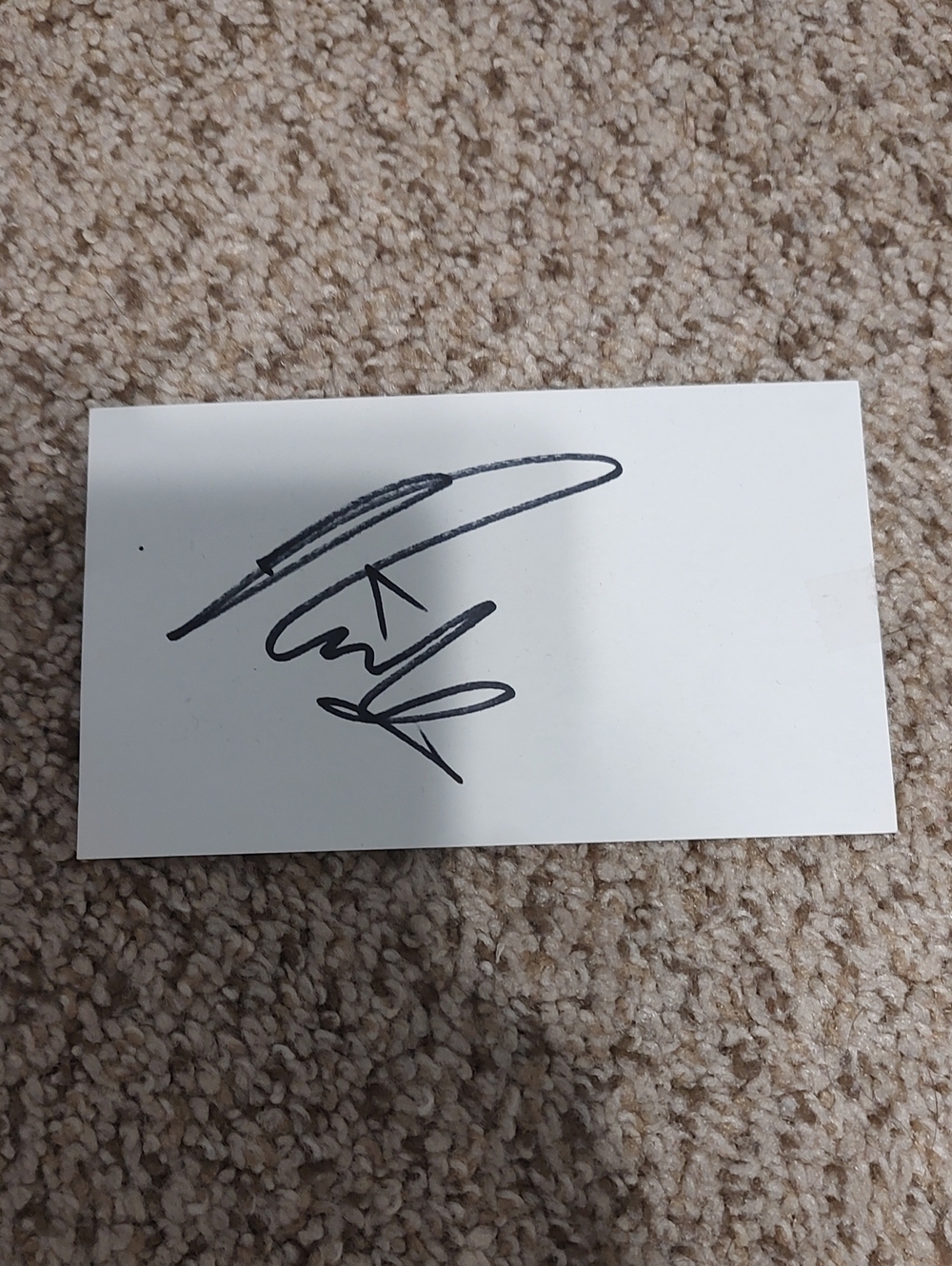Autograph Index Card - Black Marker on White Card
